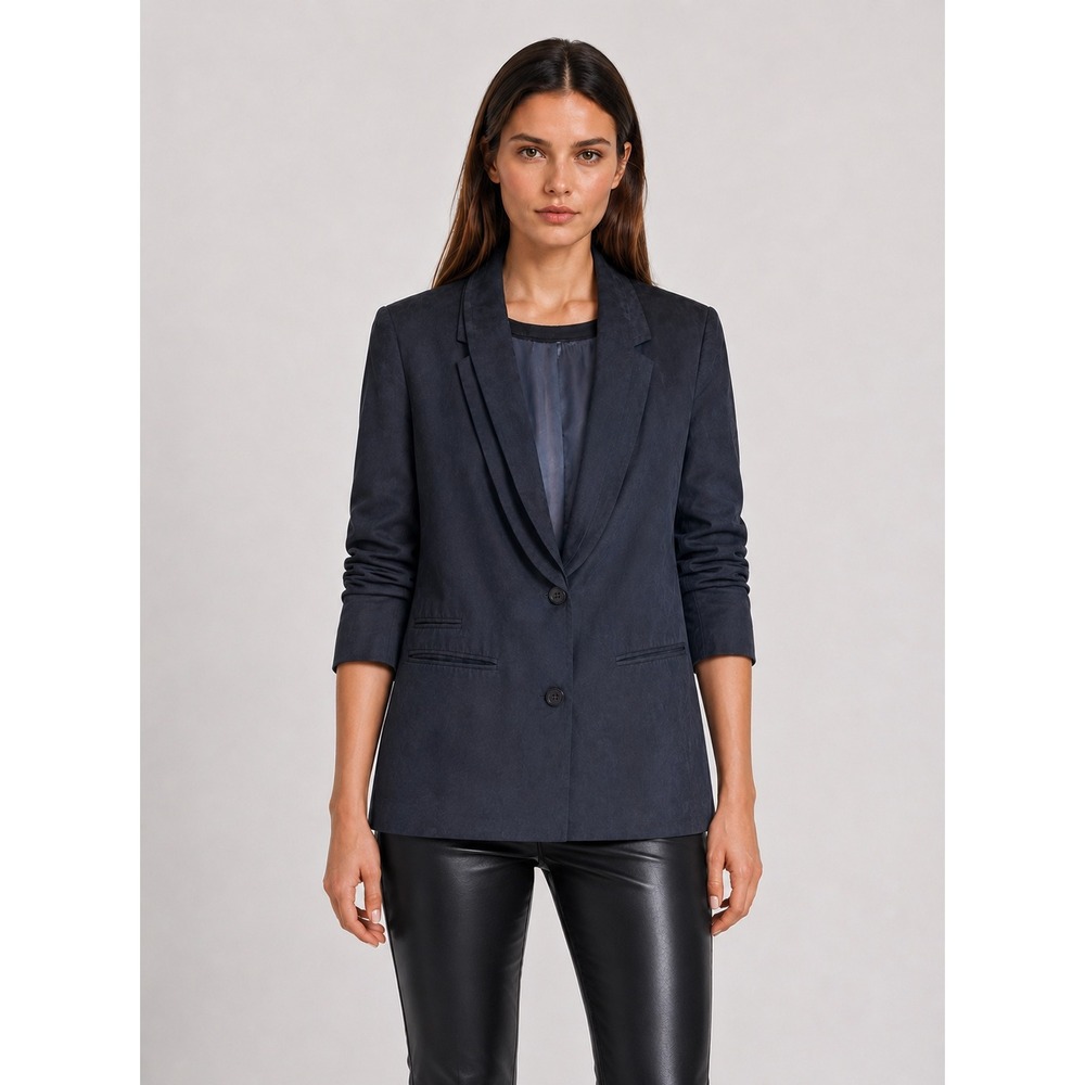 7‎ For All Mankind Blazer Small Black Cupro Jacket Upscale Corpcore Chic Office